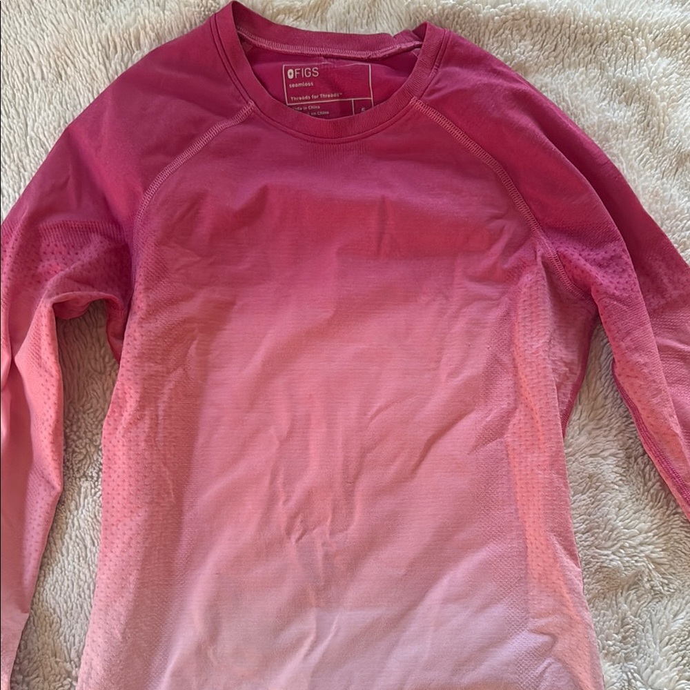 FIGS Ombre Pink Athletic Long Sleeve Top